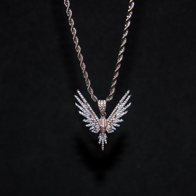 Luxsy Iced Bird Pendant - White Gold - Luxsy Jewels