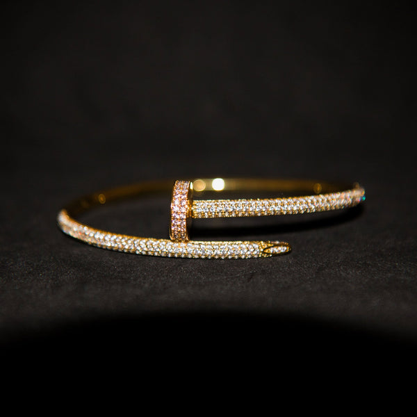 Micro Paved Iced Nail Bangle - Luxsy Jewels