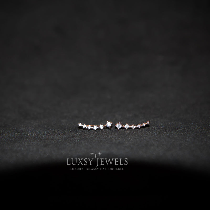 Rose Gold Climber Earrings - 925 Silver - Luxsy Jewels
